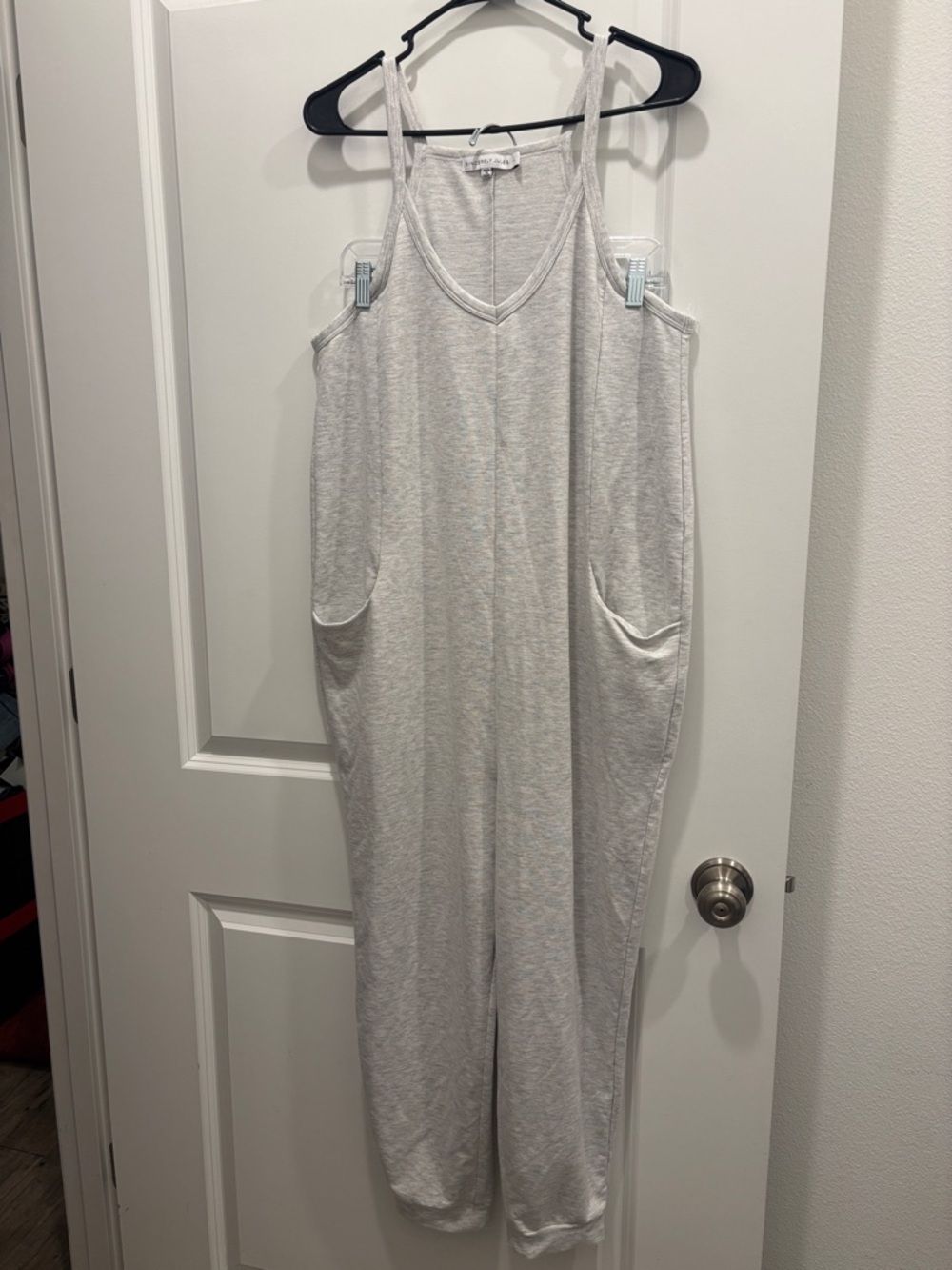 Sincerely Jules Light Gray V-Neck Sleeveless Jumpsuit